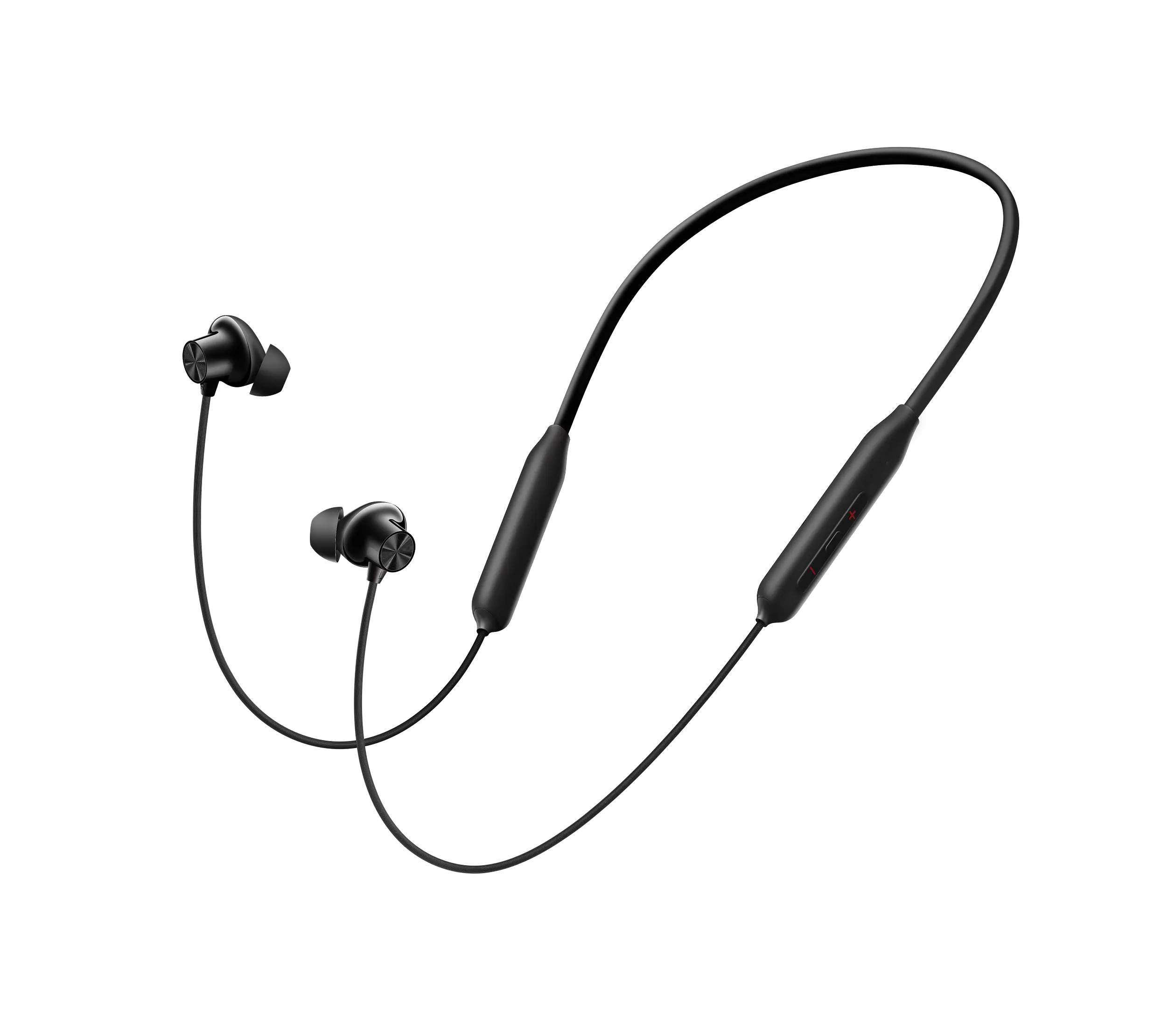 OnePlus Bullets Wireless Z3 in black; manufacturer render of the neckband and earbuds.