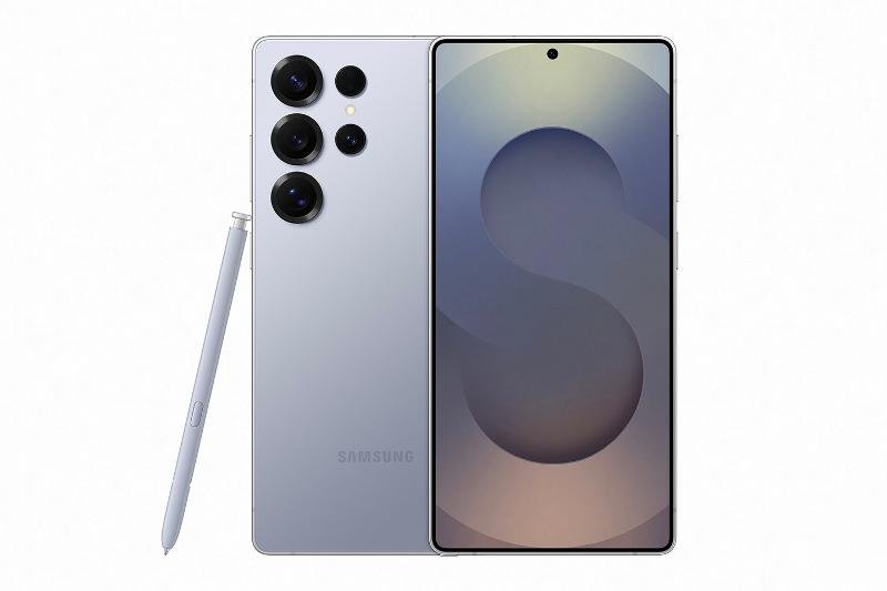 Samsung Galaxy S25 Ultra front, back and S Pen in Titanium Silverblue